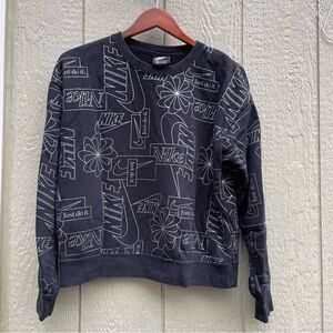 Nike sweatshirt Women's M Icon Clash‎ Black/white Logo baggy  Fleece Crew neck